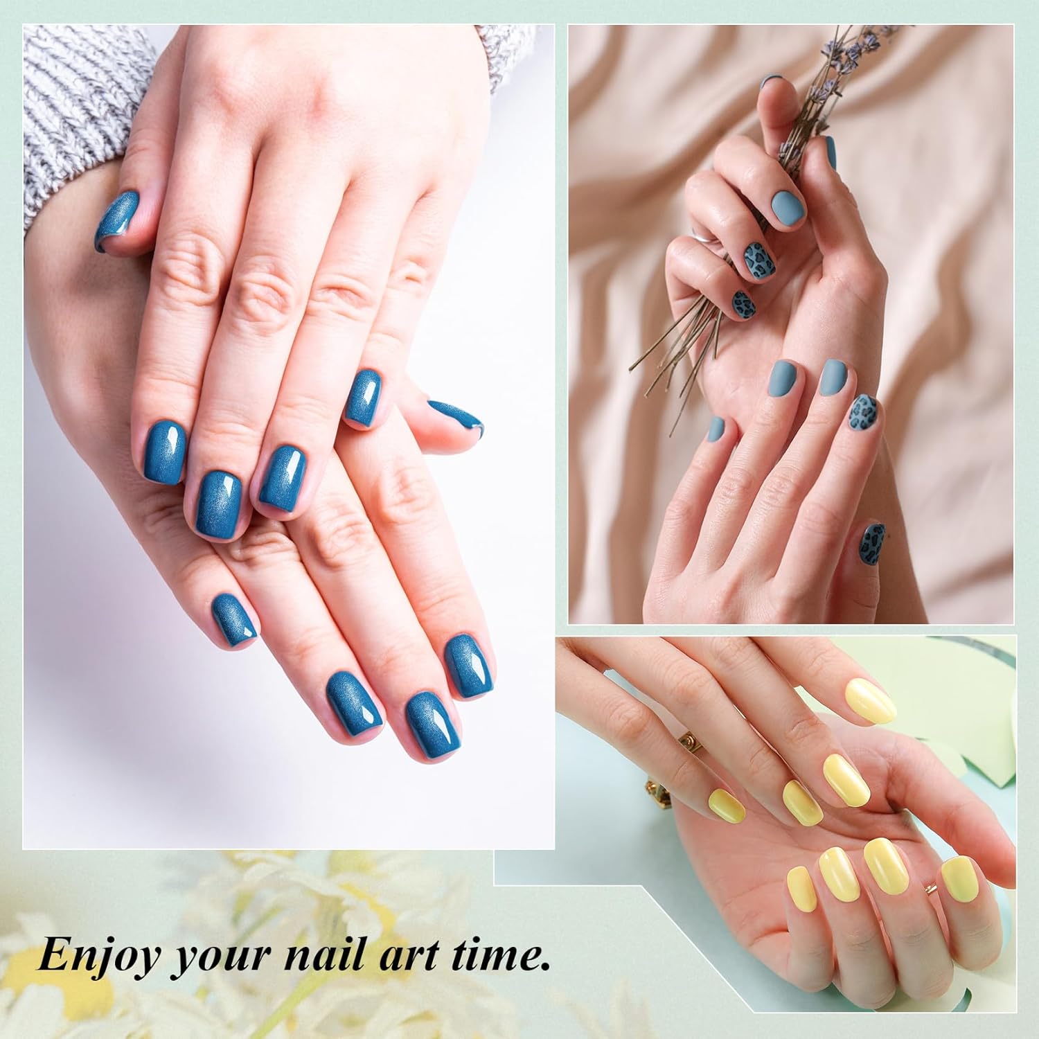 PHOENIXY 56 Pcs 108 Effect Gel Nail Polish with U V Light 48W Base Glitter Top Coat Kit