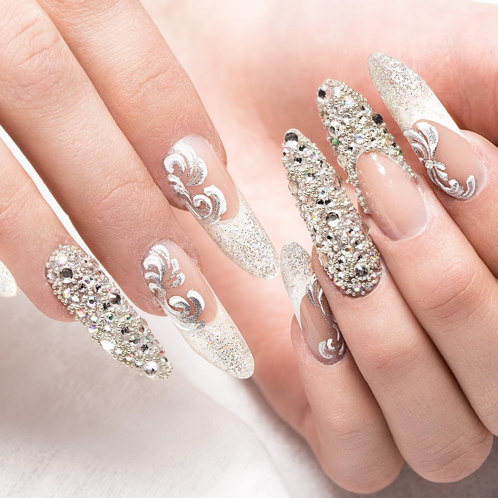 Nail Rhinestones, Flatback  . Mix 5 Sizes . with Dotting Pen and Tweezer