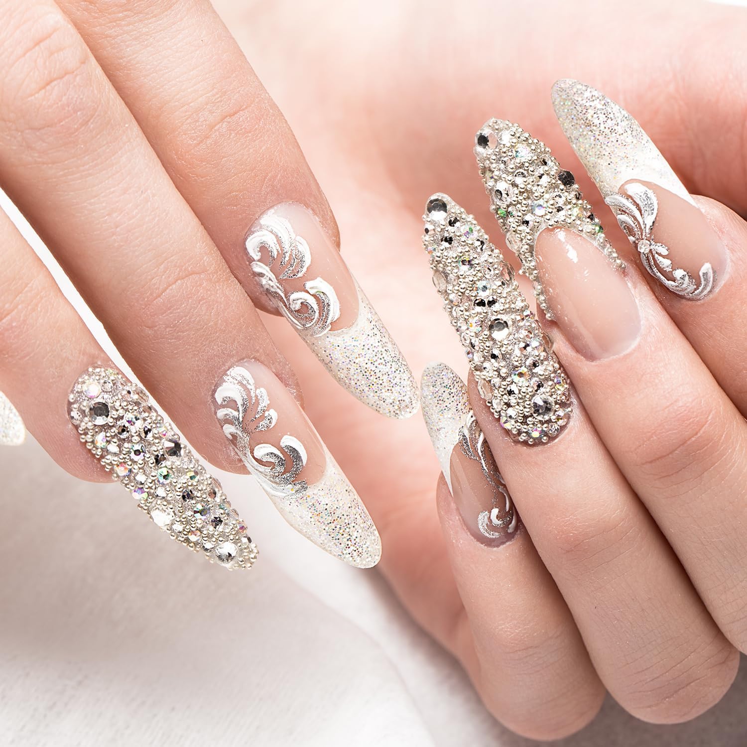 Nail Rhinestones, Flatback  . Mix 5 Sizes . with Dotting Pen and Tweezer