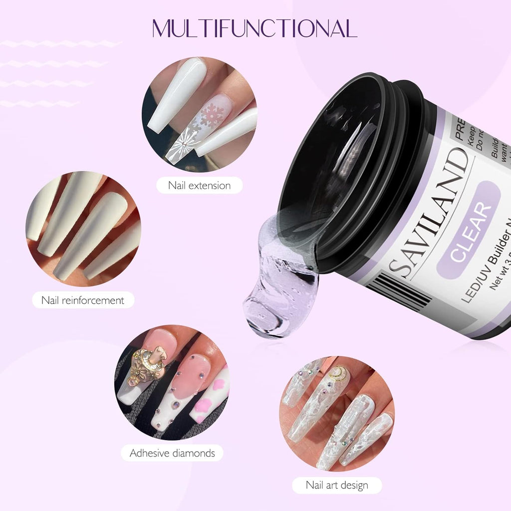 SAVILAND Builder Nail Gel – 3.53oz Light Pink Hard Gel for Nails Large Capacity Nail Strengthen, Nail Extension, Nail Art, U V Nail Gel