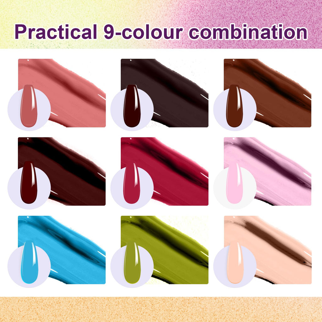 Gradient Painting Gel,(plenty of diff combinations!) 9 Colors Ombre Gel Nail Polish with 100Pcs Nail Sponges &Tweezers, Sponging Gel Nail Polish for Ombre Nails