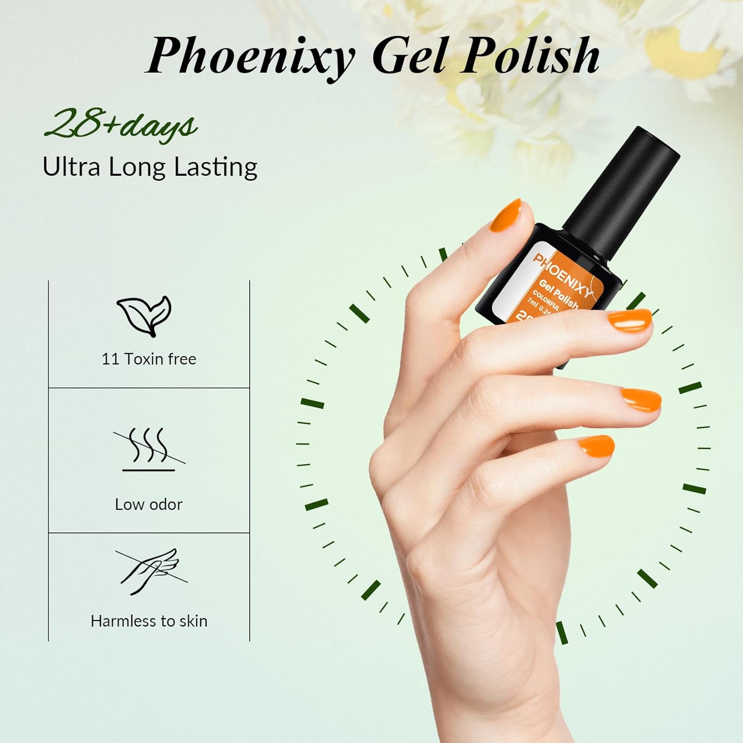 PHOENIXY 56 Pcs 108 Effect Gel Nail Polish with U V Light 48W Base Glitter Top Coat Kit