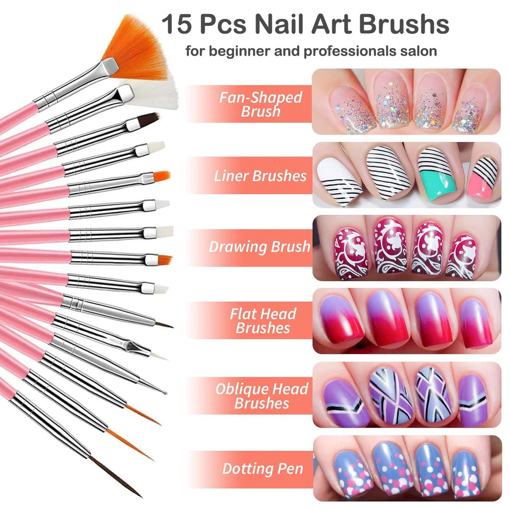 MUSILAN 31pcs Nail Art Brushes and Nail Art Tools Set, Nail Dotting Tools, Acrylic Nail Brush, Striping Nail Art Brushes for Long Lines, Nail Drawing Pen For Salons & Home DIY Manicure Nail Design