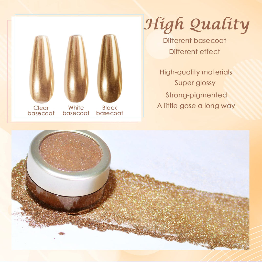 Laza Chrome Nail Powder Mirror Effect Metallic 6 diff colors
