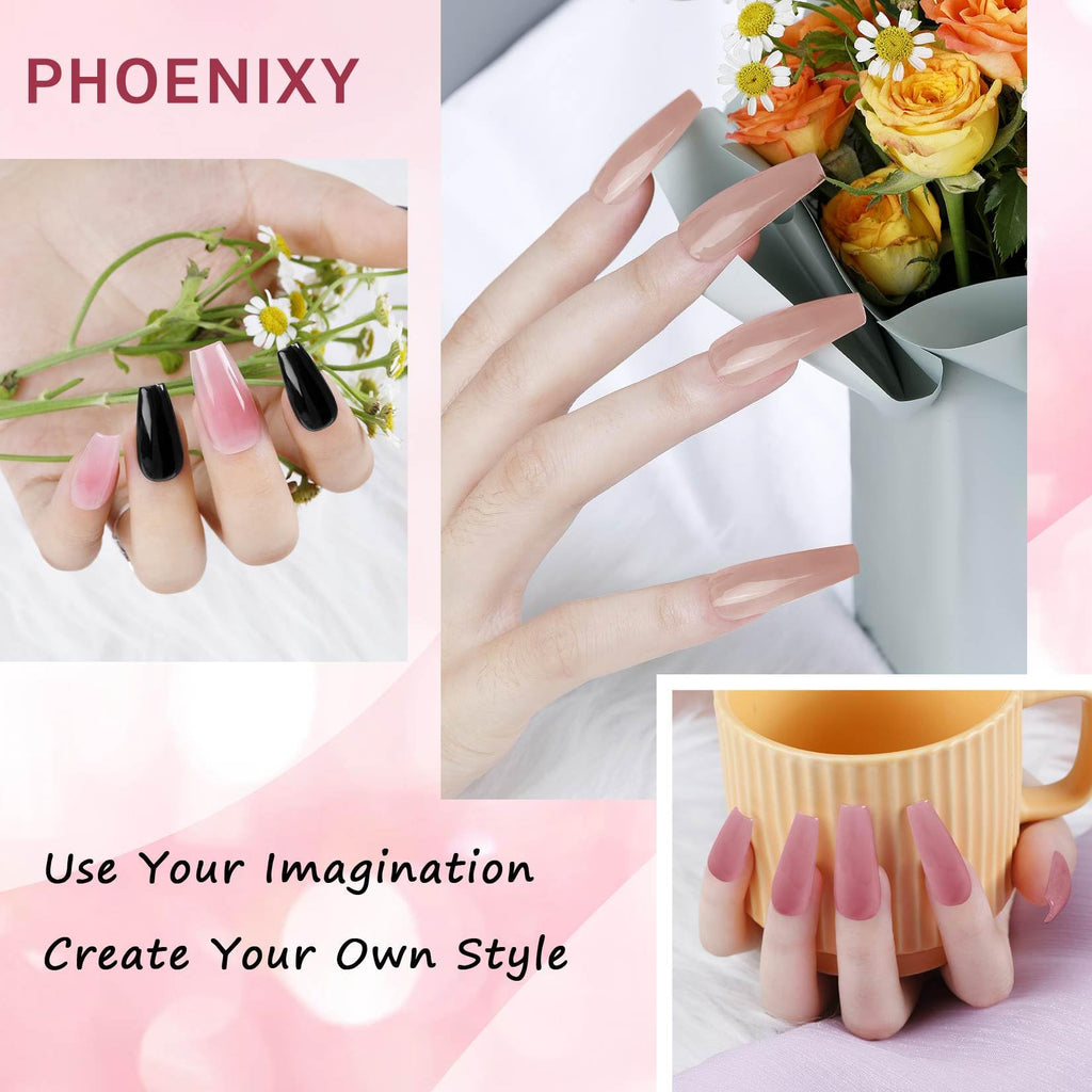 7 different packs . Phoenixy Poly Nail Gel Kit 6 Colors Pink Nude with Sliver Gold Glitter Poly Extension Gel 15 ml