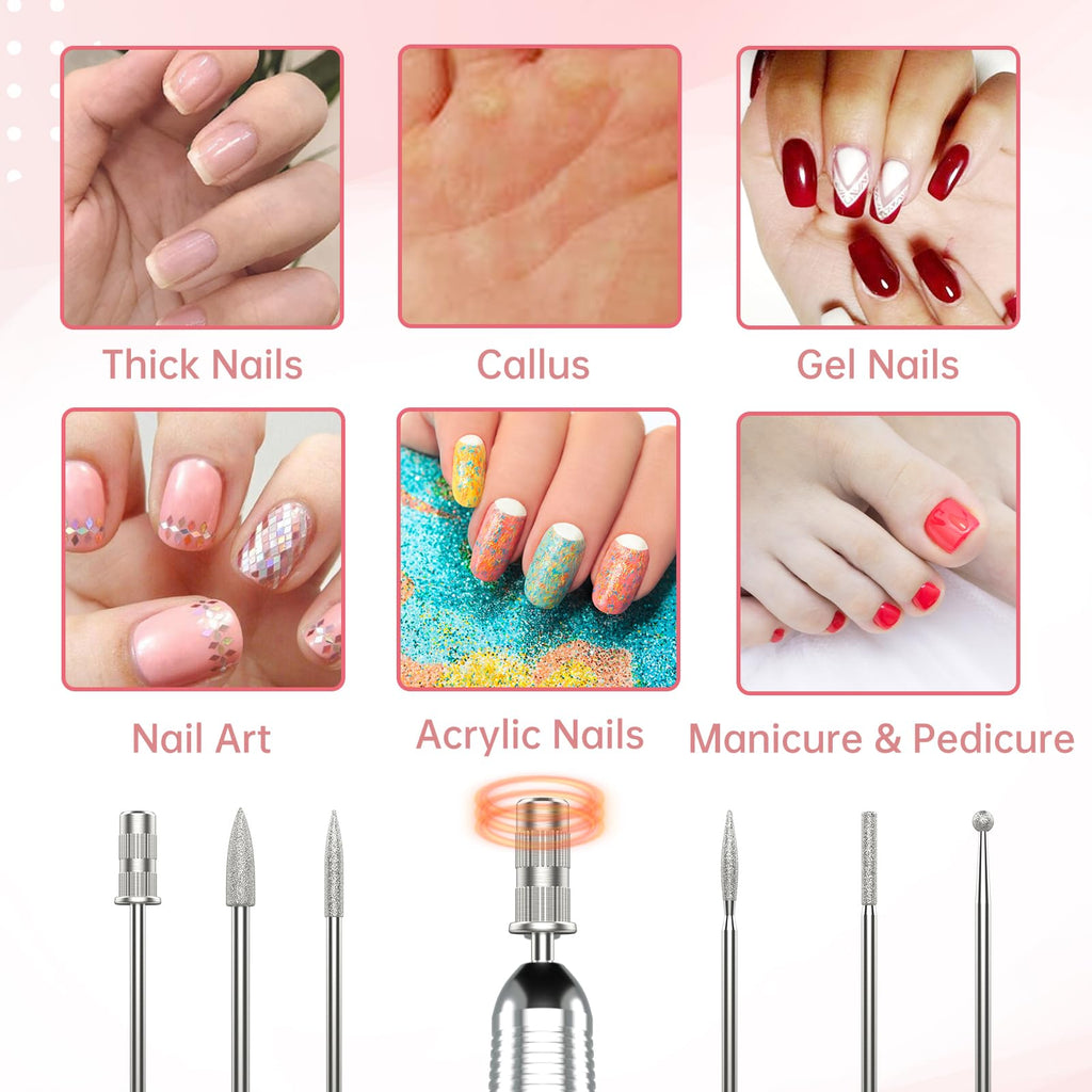 Delanie Professional Nail Drill High Torque 35000 RPM Rechargeable Portable Electric Nail File for Acrylic & Gel, High Speed, Low Heat, Low Vibration (7 colors )