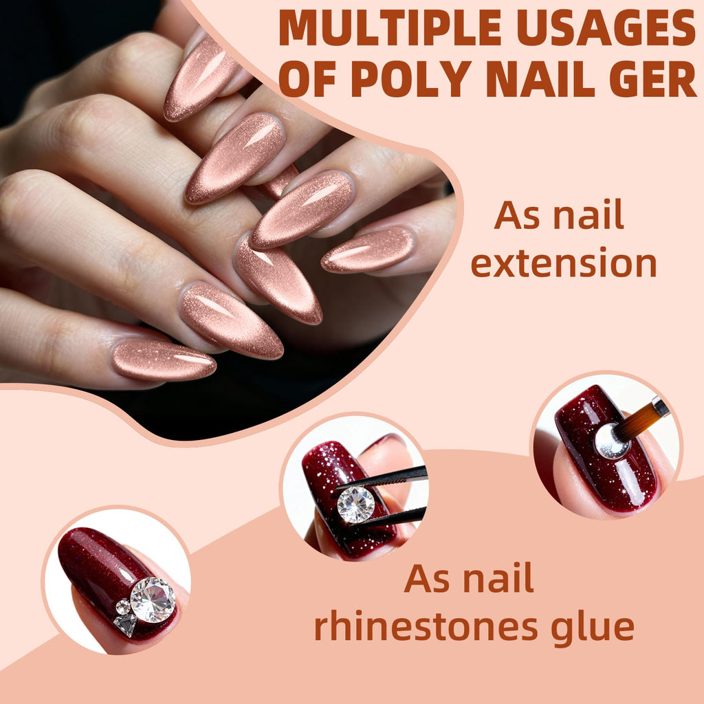 Poly Gel Nail Kit, EBANKU Cat Eye Poly Nail Gel Pink Purple Gold Glitter Magnetic Builder