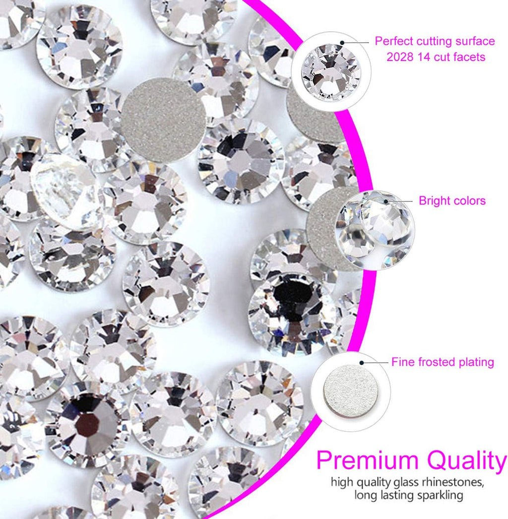 FITDON Multi-Shapes Glass Crystal AB Rhinestones Set for Nail Decoration, DIY Jewel Charms Accessories Supplies With Clear Diamond