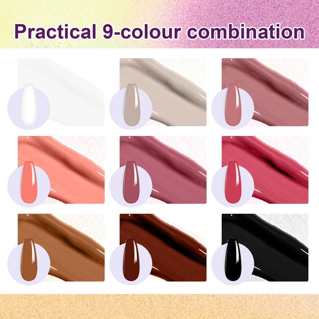 Gradient Painting Gel,(plenty of diff combinations!) 9 Colors Ombre Gel Nail Polish with 100Pcs Nail Sponges &Tweezers, Sponging Gel Nail Polish for Ombre Nails