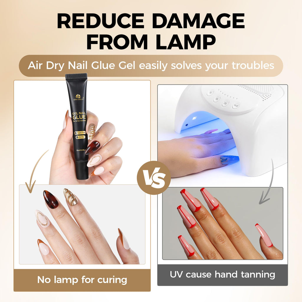 UNA GELLA Soft Gel Nail Tips, 6 Shapes + 2 Glue Options