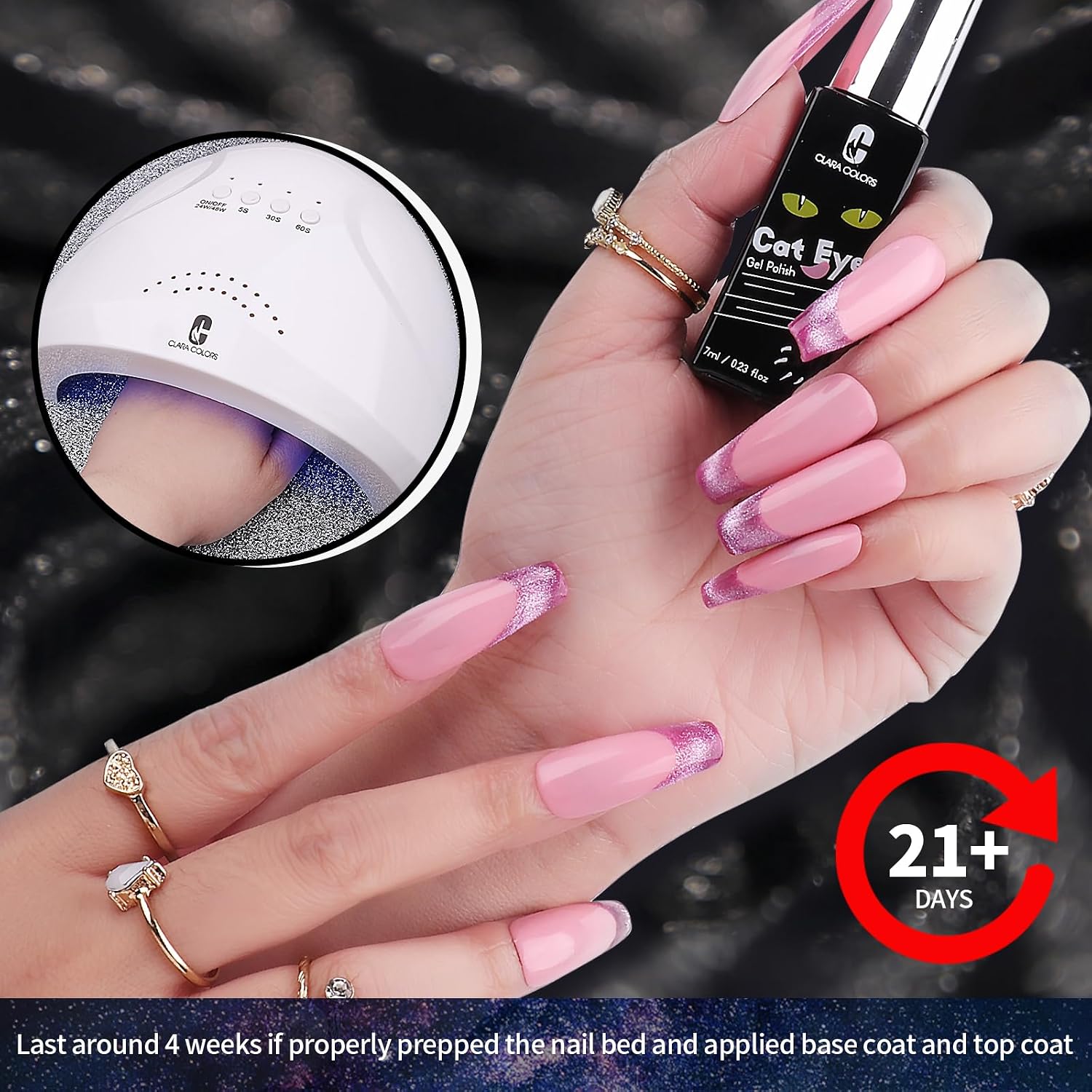 Clara Colors Cat-Eye Gel Polish Kit, 20 Colors with 48W UV Lamp