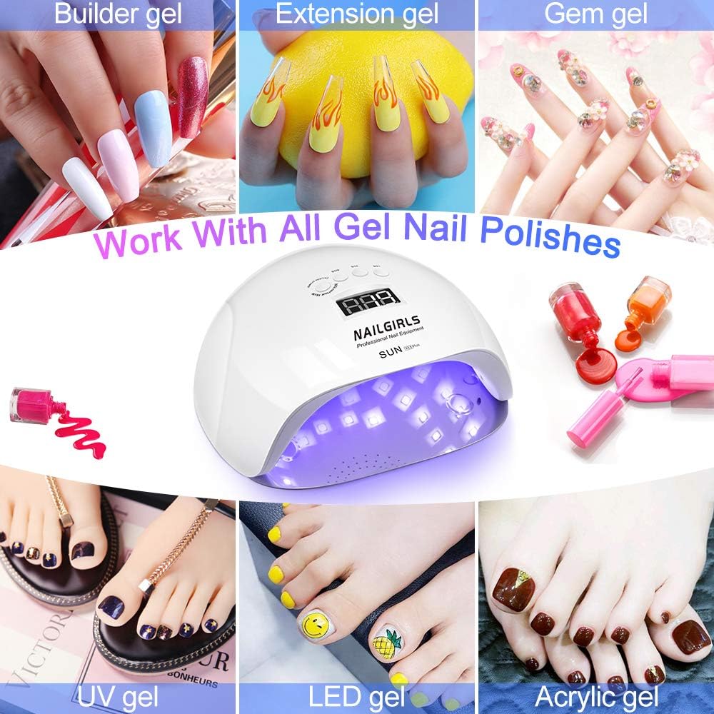 UV Nail Light, NAILGIRLS 150W UV Light for Nails Fast UV LED Nail Lamp Professional Nail Dryer for Gel Polish with 4 Timer Settings, Auto Sensor