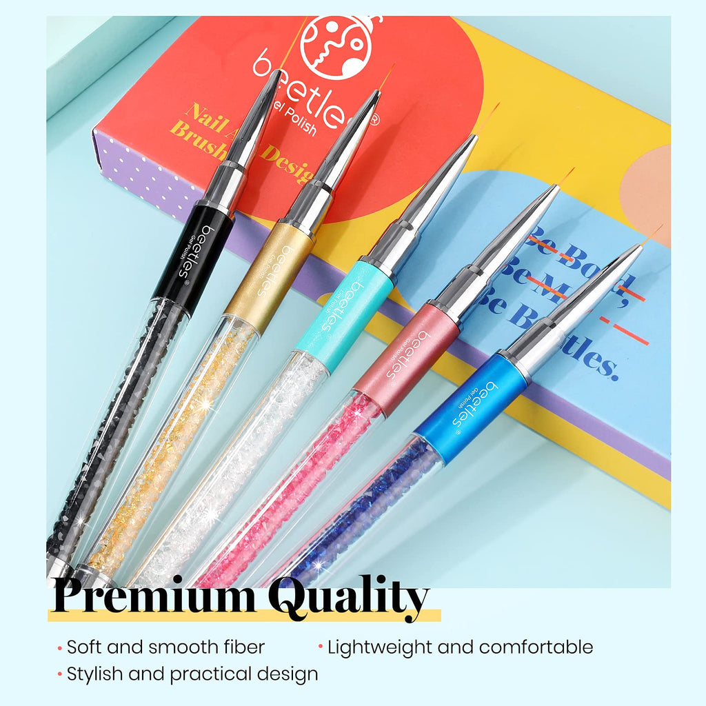 Beetles (5 diff packs ) Nail Art Brushes, Dotting Tools, Nail Art Pens, Dust Brush, Striping Liner Fingernail Drawing Pens with Palette Holder