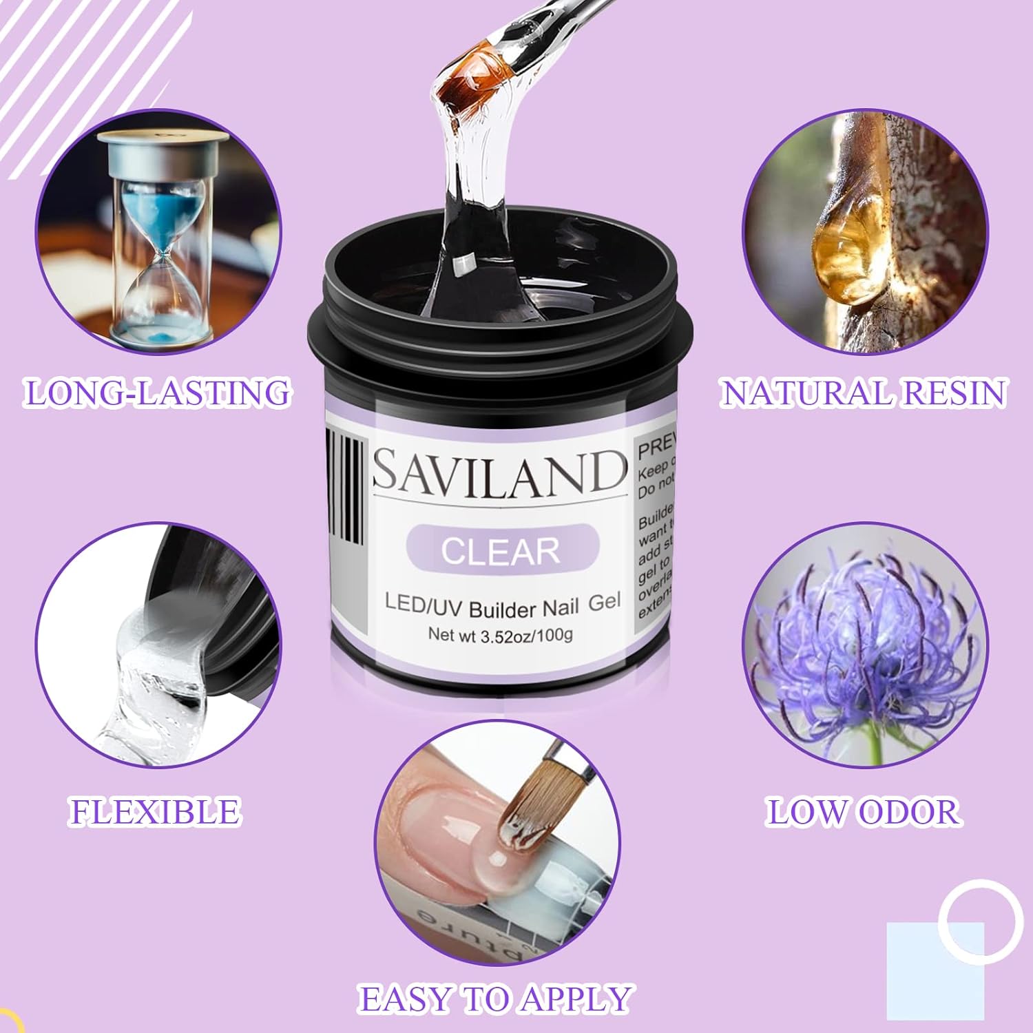 SAVILAND Builder Nail Gel – 3.53oz Light Pink Hard Gel for Nails Large Capacity Nail Strengthen, Nail Extension, Nail Art, U V Nail Gel