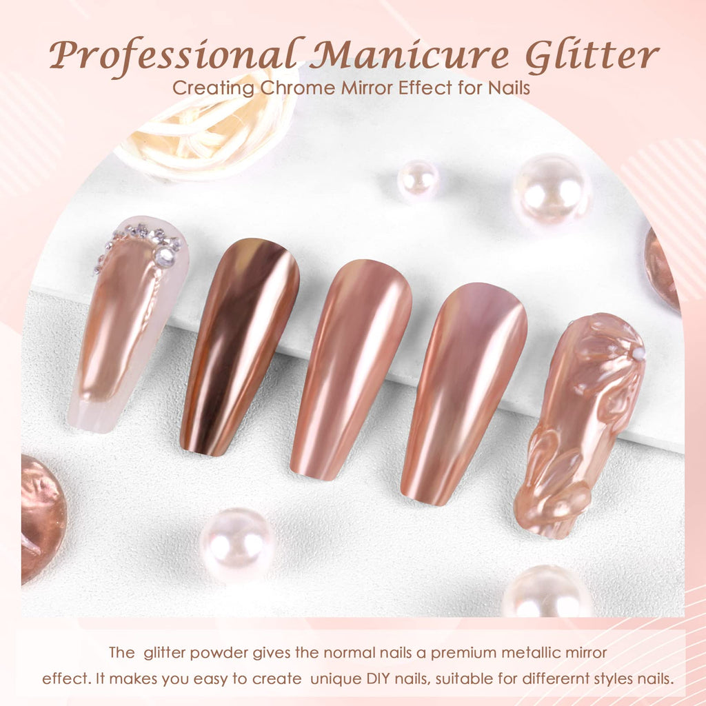 Laza Chrome Nail Powder Mirror Effect Metallic 6 diff colors