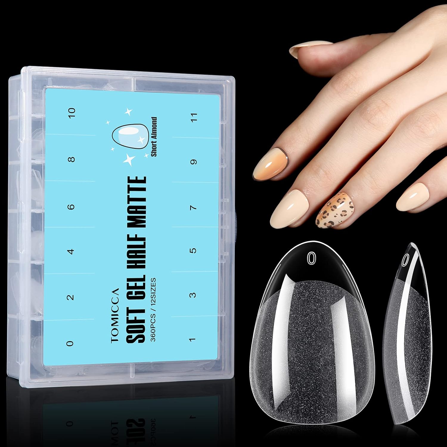 TOMICCA Gel Nail Glue for Nail Tips  plus 4 different packs for nail tips - 15ml Super Strong Nail Glue Compatible with Acrylic Nails,Soft Gel Nail Tips and Press On Nails, UV/LED Curing,