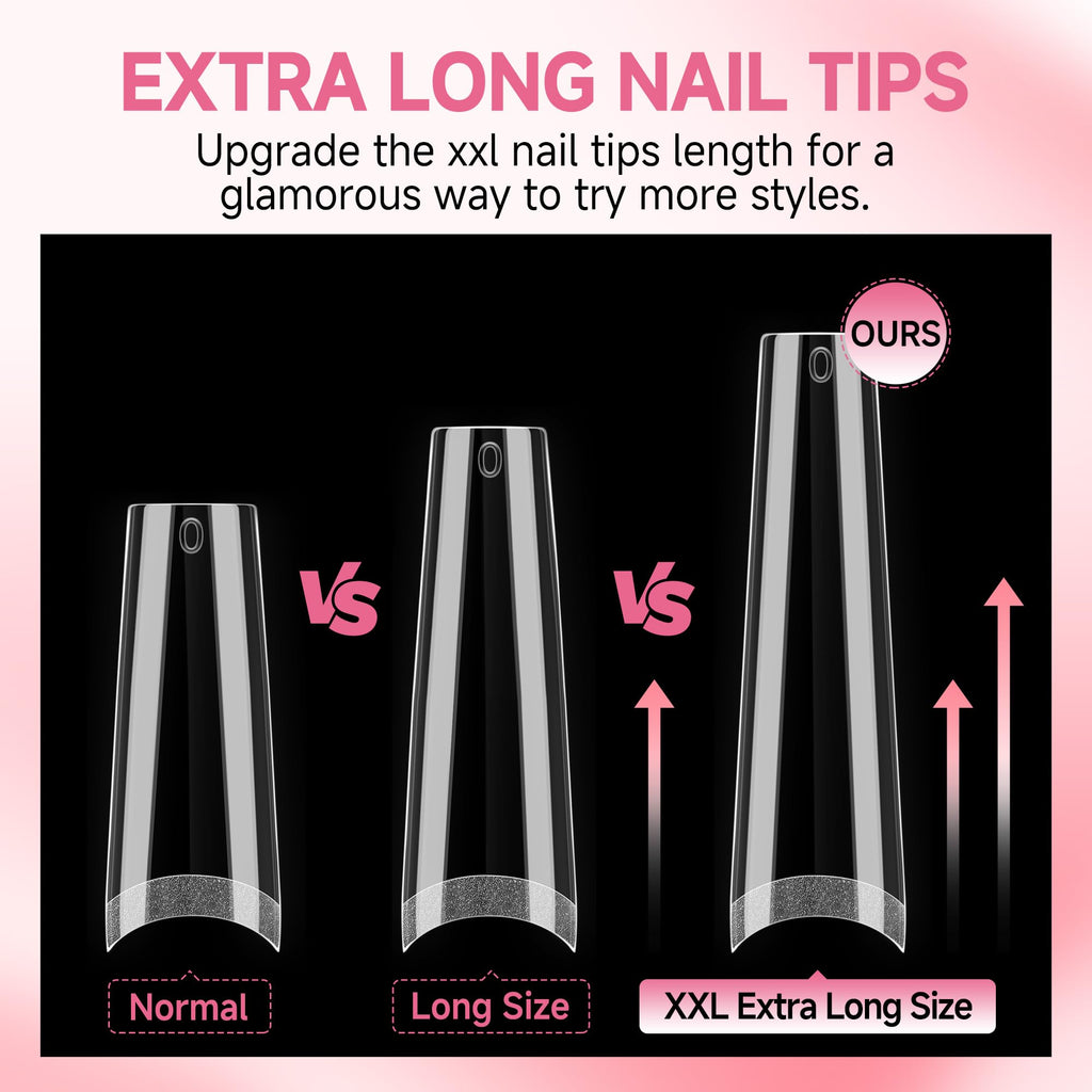 2 different options for glue , plus differnet shapes and sizes for nail tips! choose your pack !