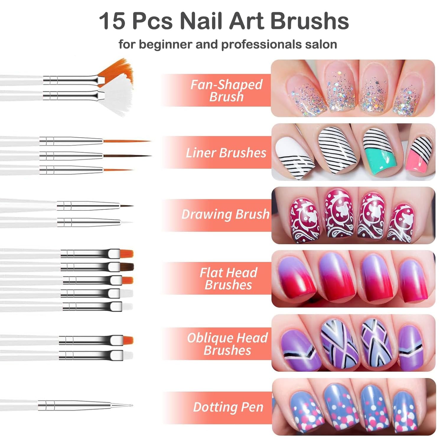 MUSILAN 31pcs Nail Art Brushes and Nail Art Tools Set, Nail Dotting Tools, Acrylic Nail Brush, Striping Nail Art Brushes for Long Lines, Nail Drawing Pen For Salons & Home DIY Manicure Nail Design