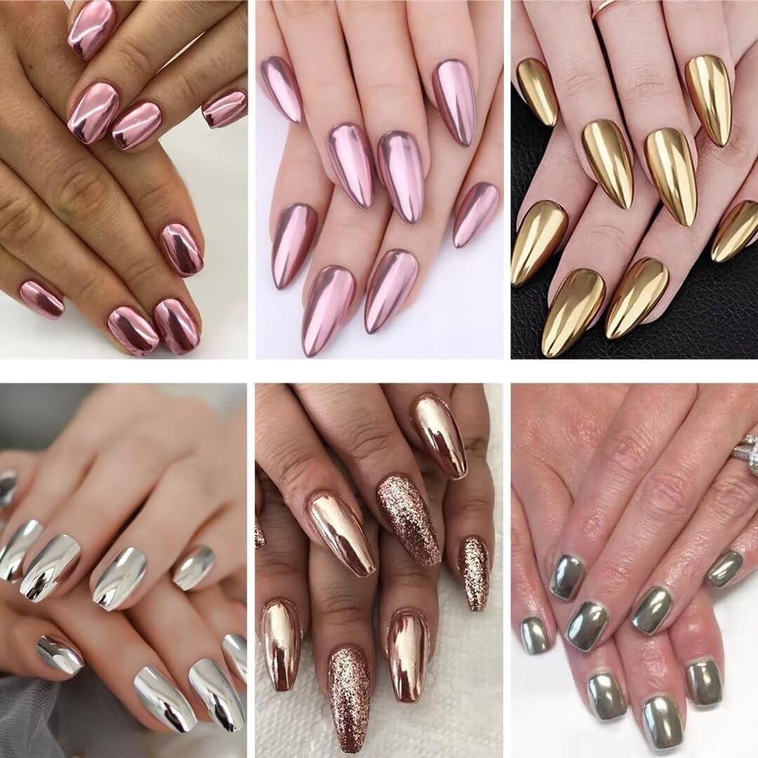 Holographic Chrome Nail Powder . (  4 different packs )