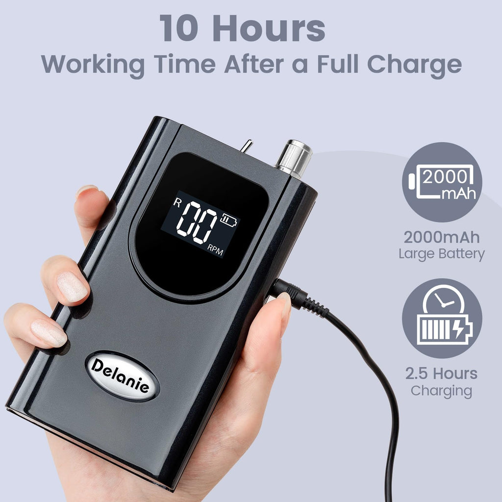 Delanie Professional Nail Drill High Torque 35000 RPM Rechargeable Portable Electric Nail File for Acrylic & Gel, High Speed, Low Heat, Low Vibration (7 colors )