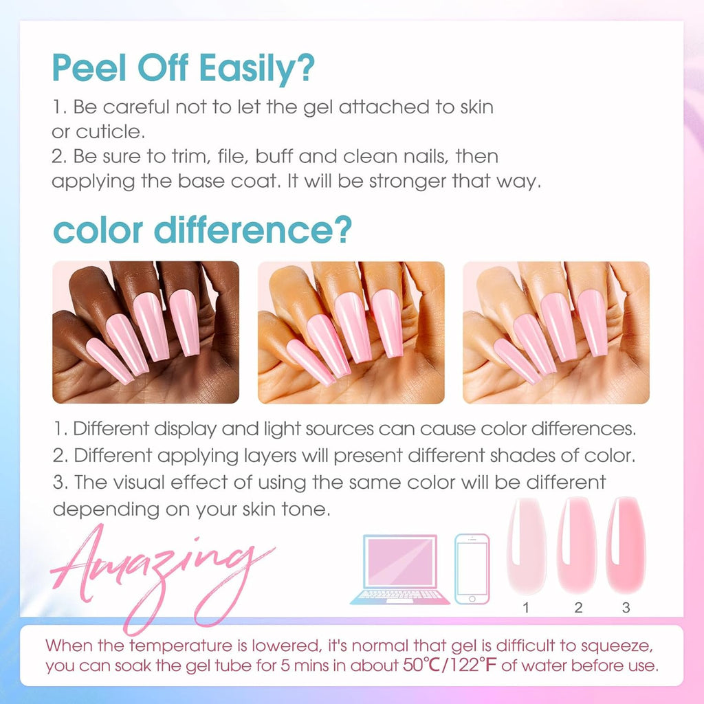 4 different packs ROSALIND Poly Nail Gel Kit with Drill -14 Colors. with U V Lamp Slip Solution and Electric Nail Drill Starter Kit, 0.34 oz/10 ml