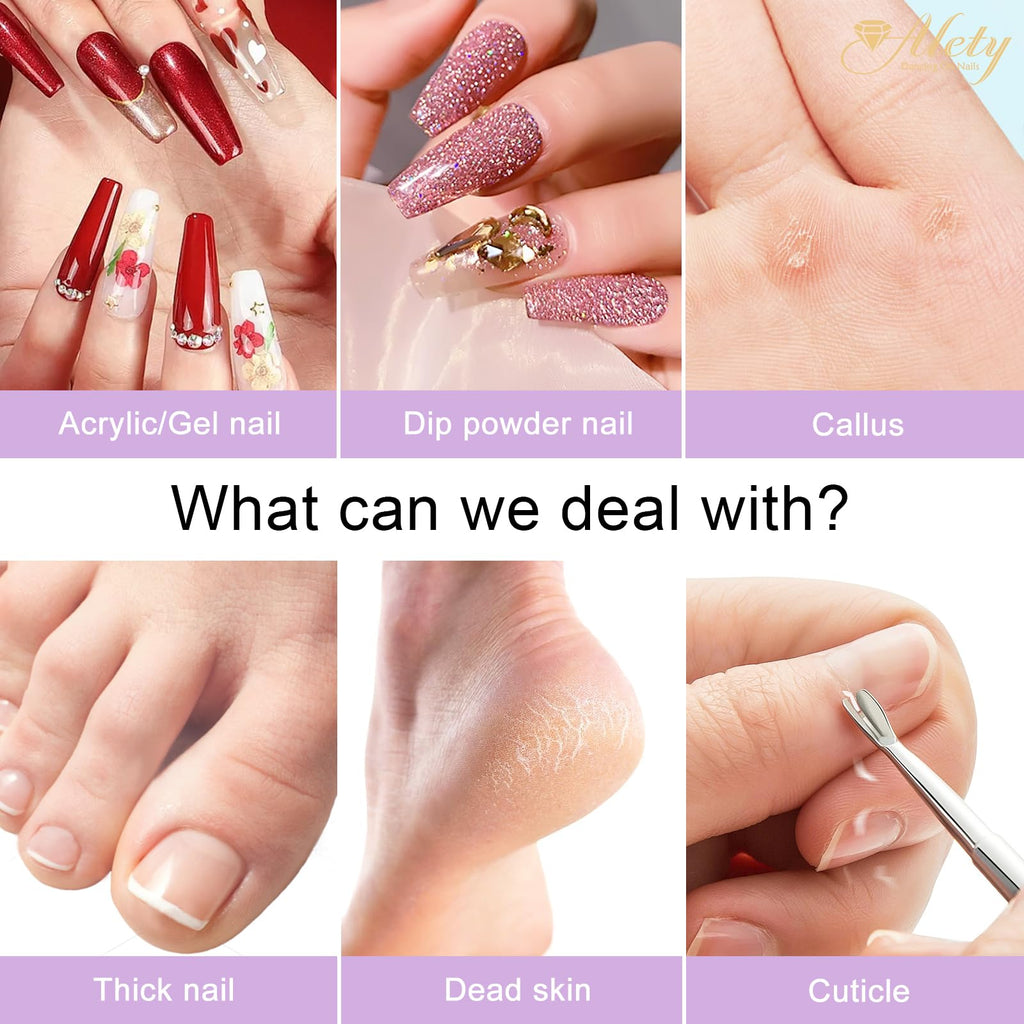 Alety Electric Nail Drill Kit, Portable Electric Nail File for Acrylic Gel Nails, Professional Nail Drills Machine Efile Manicure Pedicure Tools with Gold Nail Drill Bits