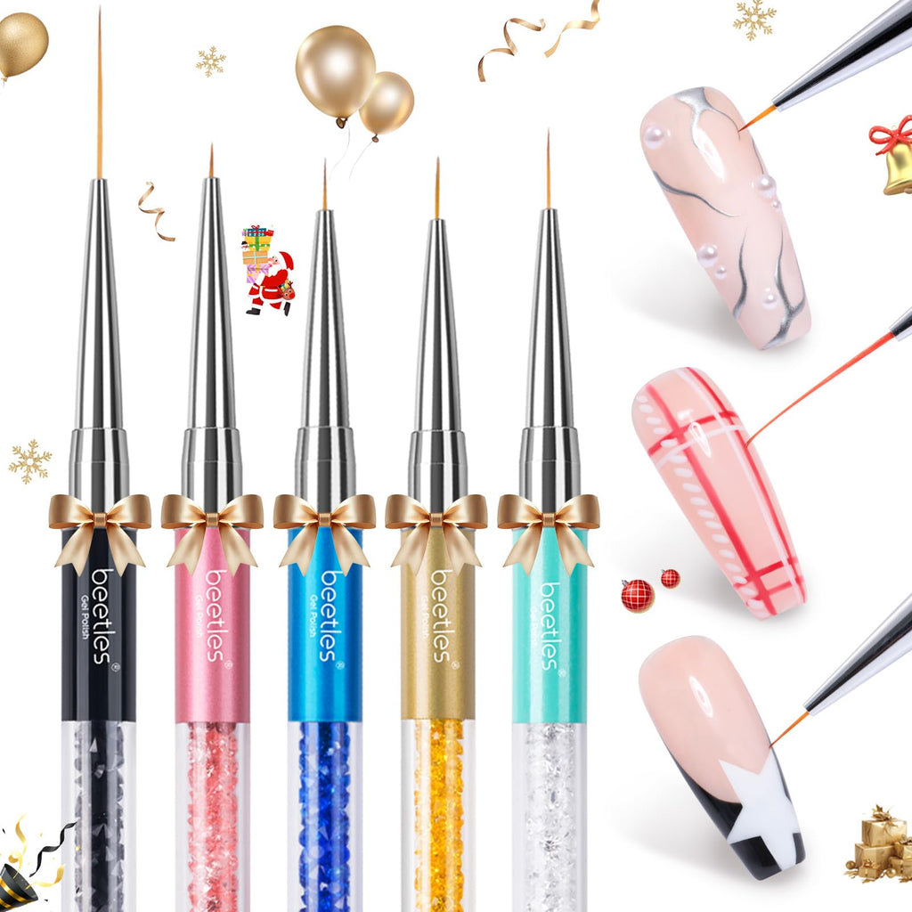 Beetles (5 diff packs ) Nail Art Brushes, Dotting Tools, Nail Art Pens, Dust Brush, Striping Liner Fingernail Drawing Pens with Palette Holder
