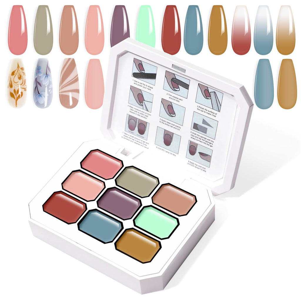 Gradient Painting Gel,(plenty of diff combinations!) 9 Colors Ombre Gel Nail Polish with 100Pcs Nail Sponges &Tweezers, Sponging Gel Nail Polish for Ombre Nails