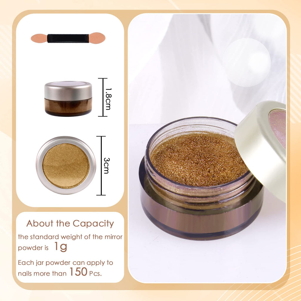 Laza Chrome Nail Powder Mirror Effect Metallic 6 diff colors