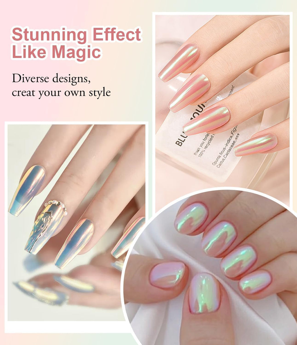 Holographic Chrome Nail Powder . (  4 different packs )