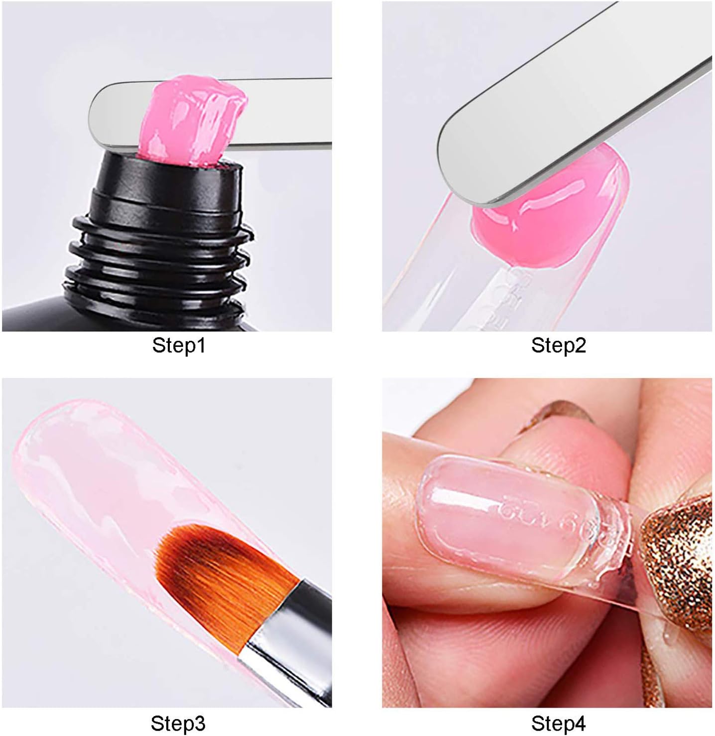 Dual-ended Polygel Brush, Stainless Steel 2 In 1, Manicure Nail Tool for  UV Acrylic Nails Extension