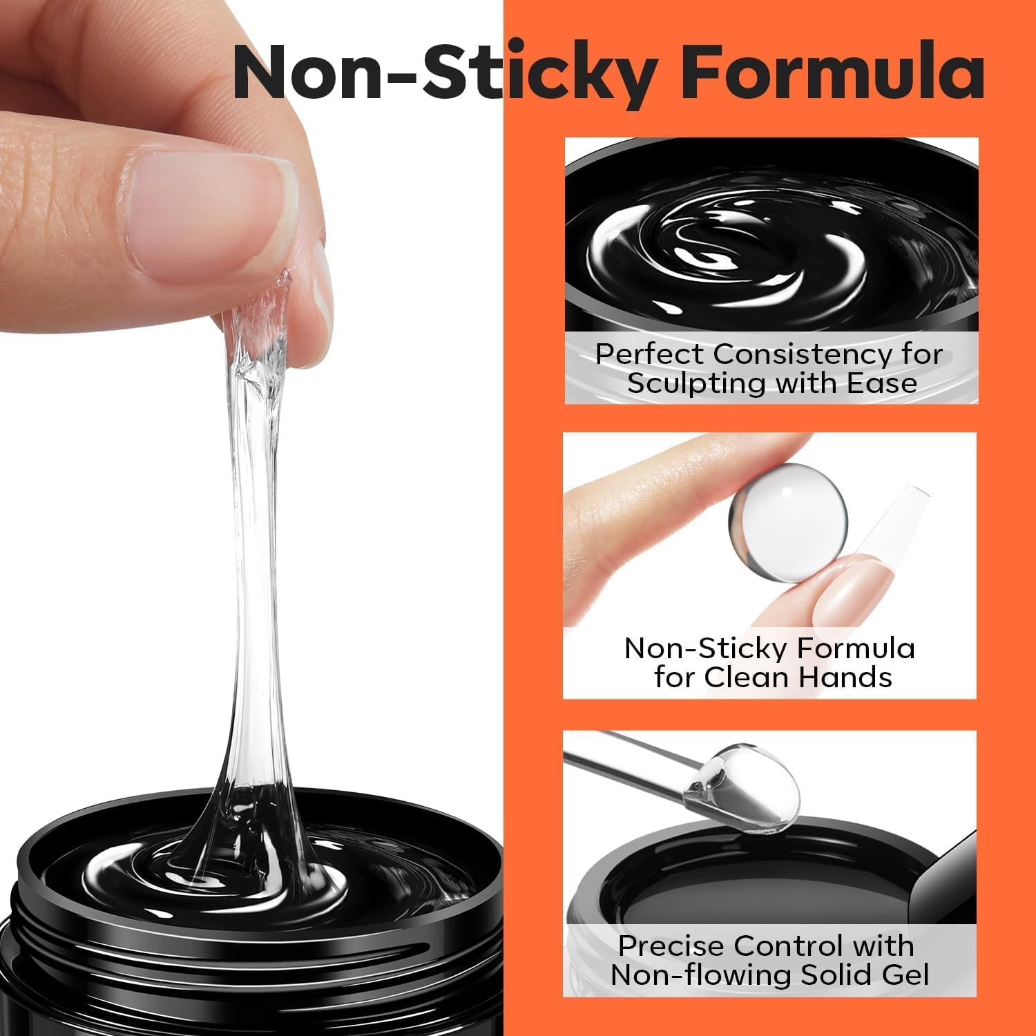 Modelones Builder Nail Gel - 15g Clear Solid Builder Gel for Nails, Nail Extension, 3D Sculpting Gel for Nail Art .Set with Nail Forms and Silicone Pen