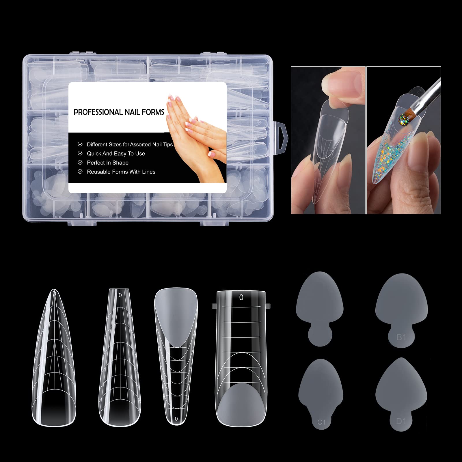 120Pcs (4 diff packs ) Forms , Extension Molds