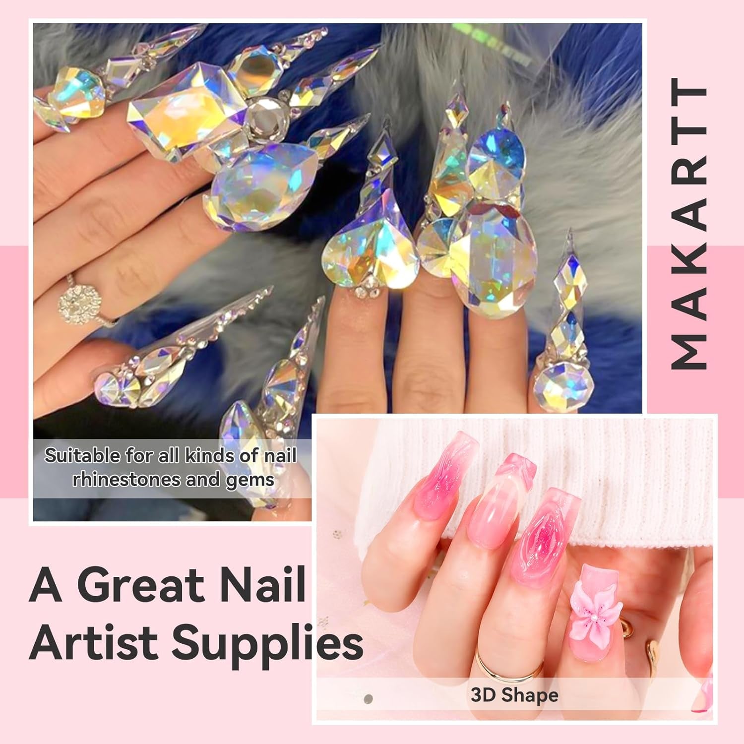 Nail Rhinestone Glue Gel - 30G Super Strong Adhesive Gel Nail Glue for 3D Glitters Gems Charms Crystals Beads Sequins