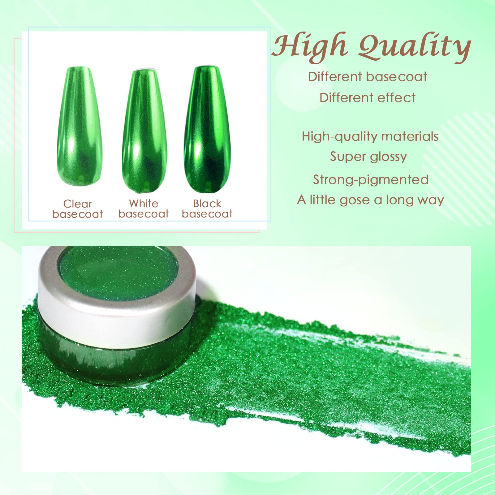Laza Chrome Nail Powder Mirror Effect Metallic 6 diff colors