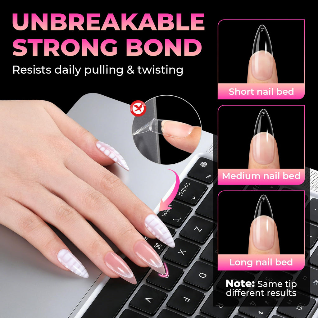 UNA GELLA Soft Gel Nail Tips, 6 Shapes + 2 Glue Options