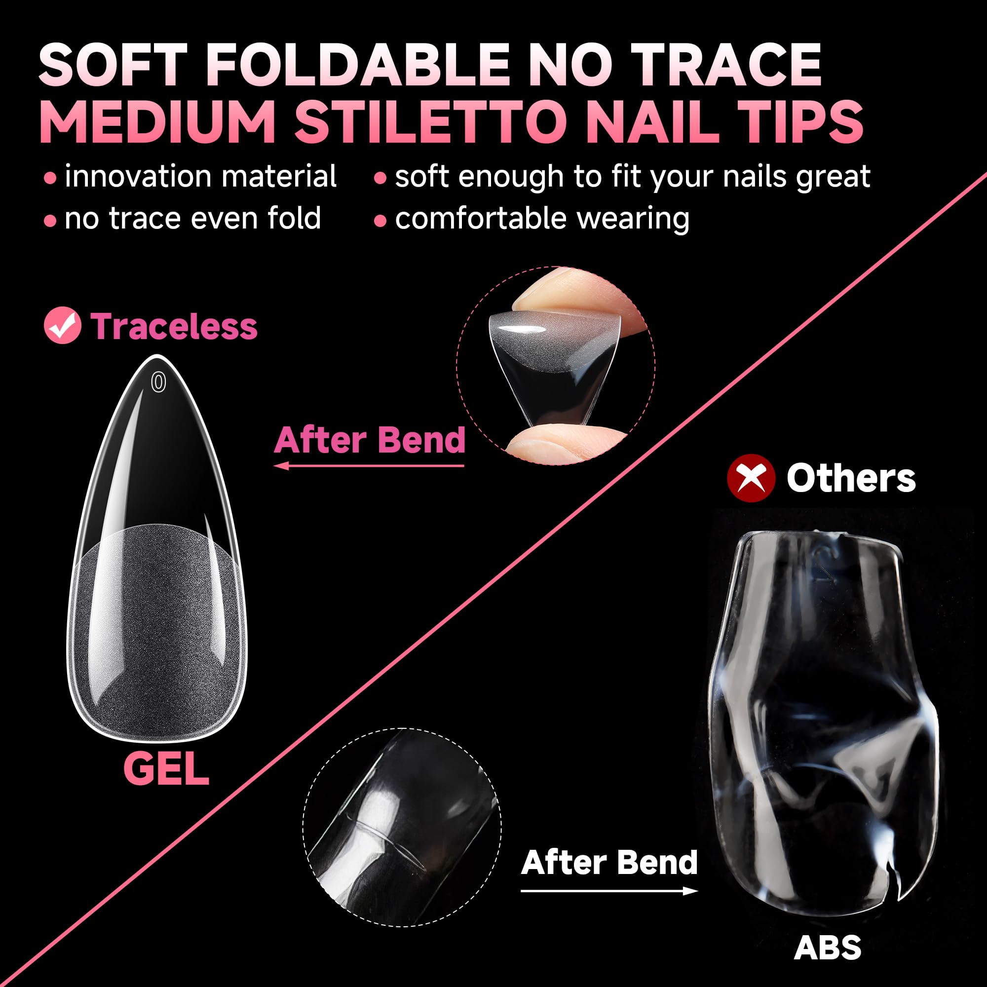 2 different options for glue , plus differnet shapes and sizes for nail tips! choose your pack !