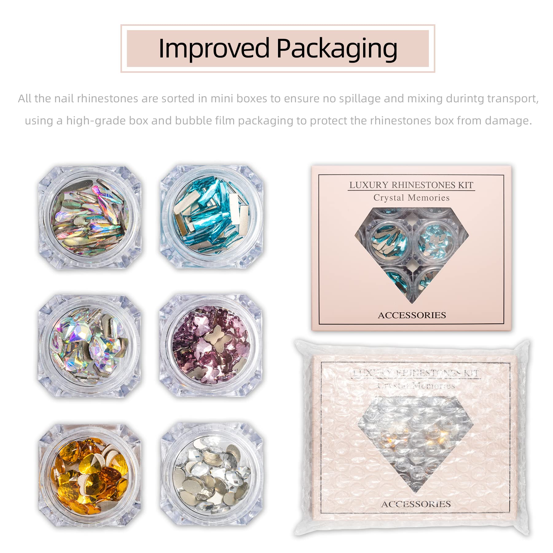 Nail Art Kit: 240 Special Shape & 2194 Flatback Rhinestones for Nails, ( 8 diff packs )