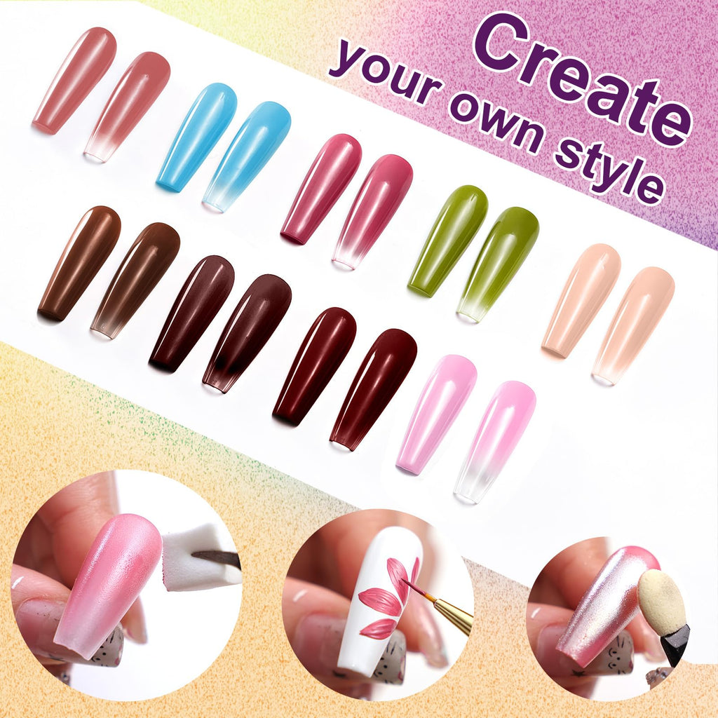 Gradient Painting Gel,(plenty of diff combinations!) 9 Colors Ombre Gel Nail Polish with 100Pcs Nail Sponges &Tweezers, Sponging Gel Nail Polish for Ombre Nails