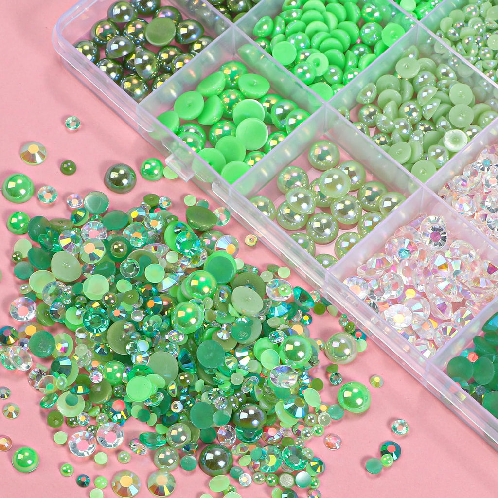 22000 Pcs Flatback Pearls and Rhinestones Bedazzling Kit, Mixed Size Half Pearls Gemsn  ( 8 different colors )