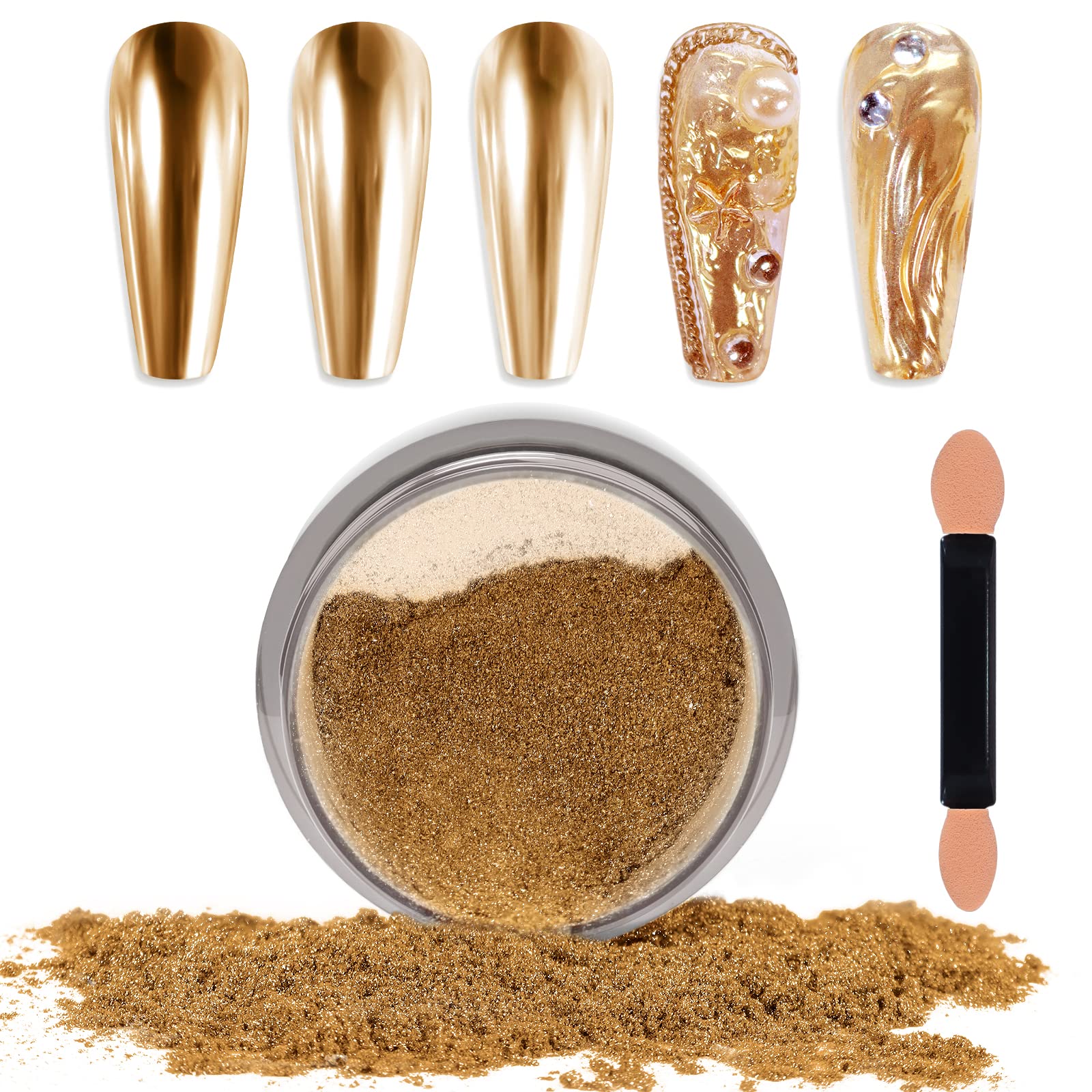 Laza Chrome Nail Powder Mirror Effect Metallic 6 diff colors