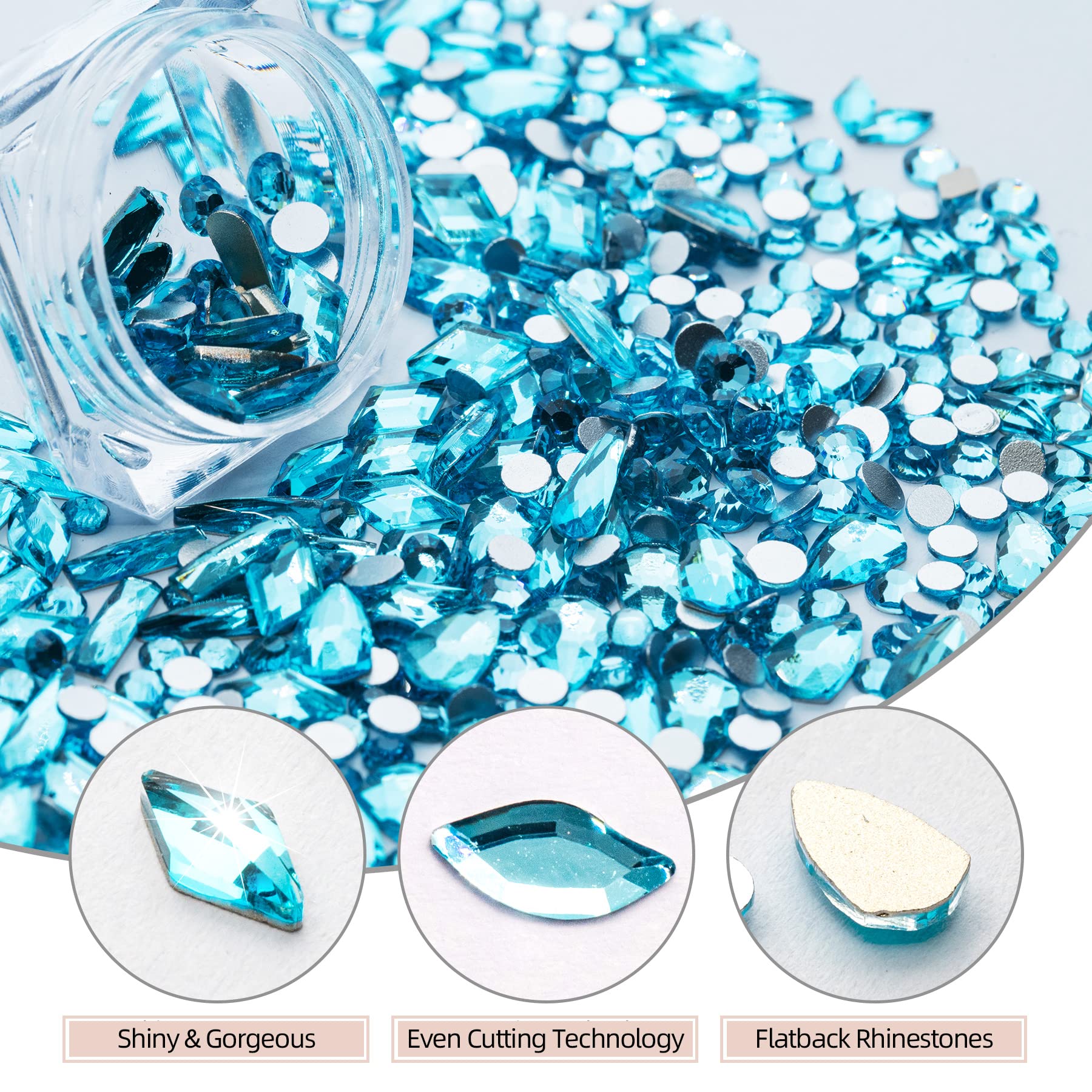 Nail Art Kit: 240 Special Shape & 2194 Flatback Rhinestones for Nails, ( 8 diff packs )