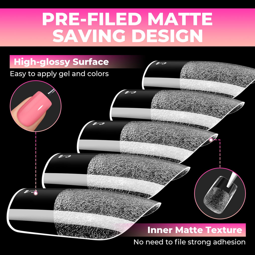 UNA GELLA Soft Gel Nail Tips, 6 Shapes + 2 Glue Options