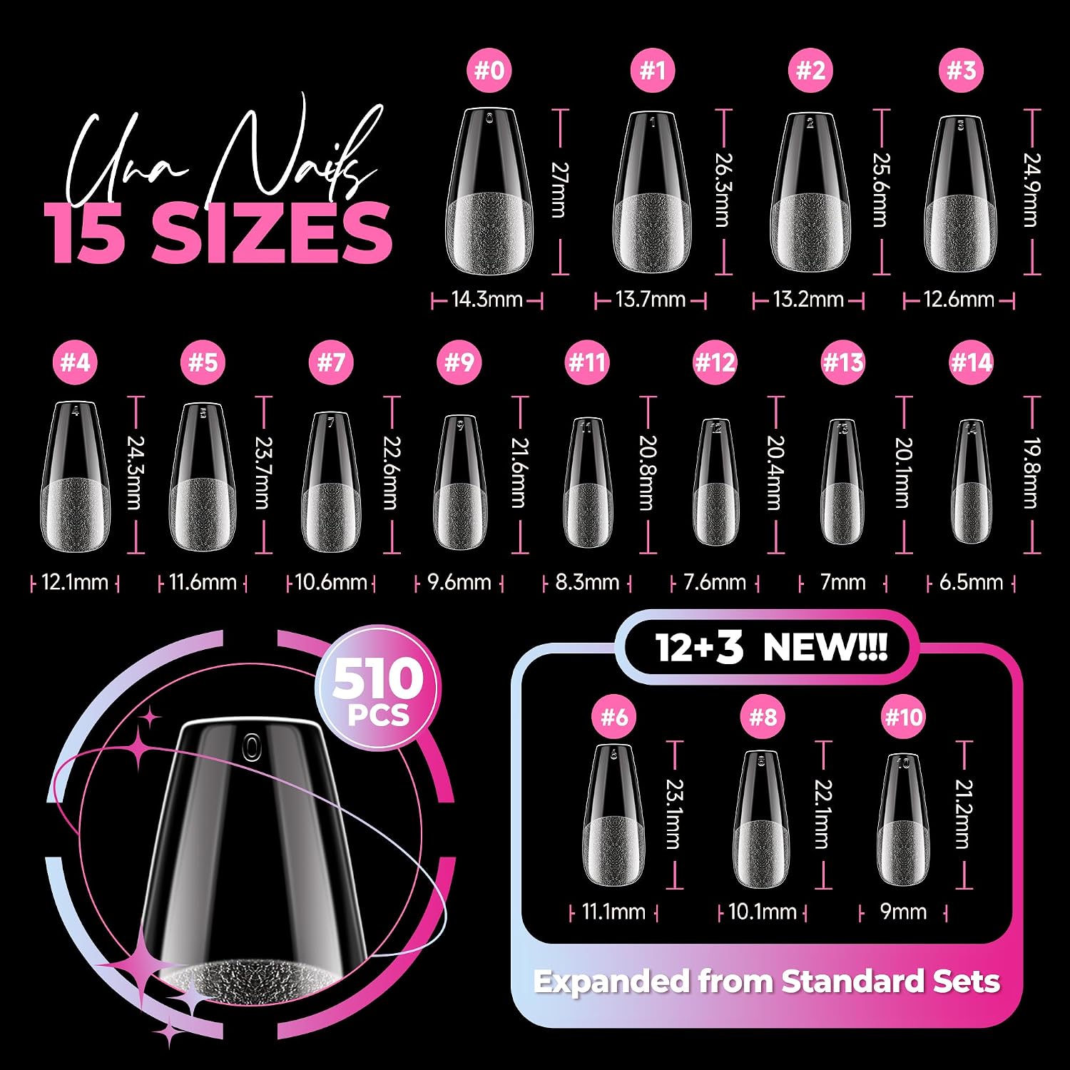 UNA GELLA Soft Gel Nail Tips, 6 Shapes + 2 Glue Options