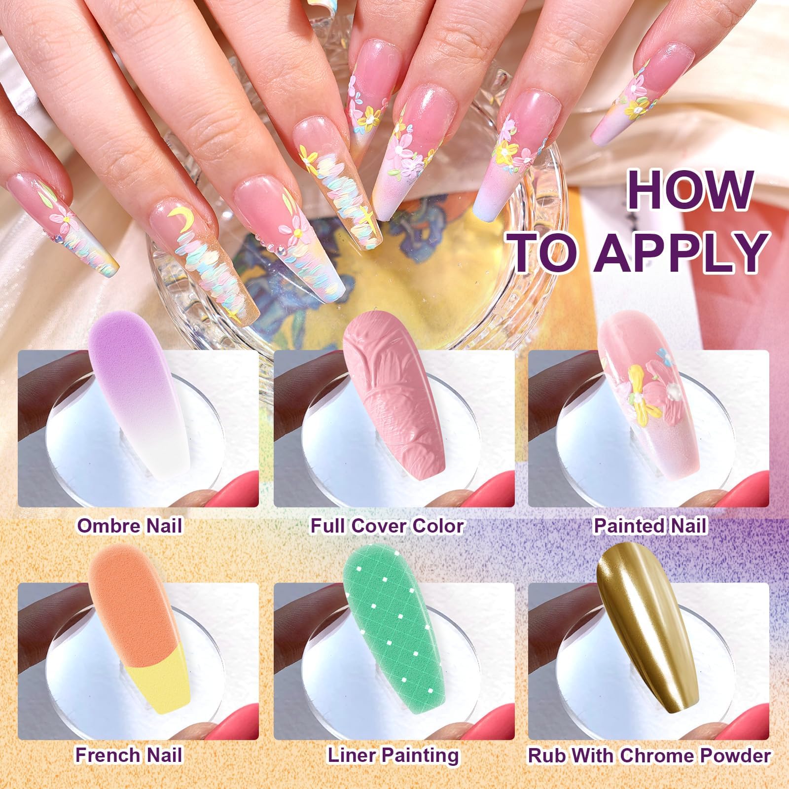 Gradient Painting Gel,(plenty of diff combinations!) 9 Colors Ombre Gel Nail Polish with 100Pcs Nail Sponges &Tweezers, Sponging Gel Nail Polish for Ombre Nails