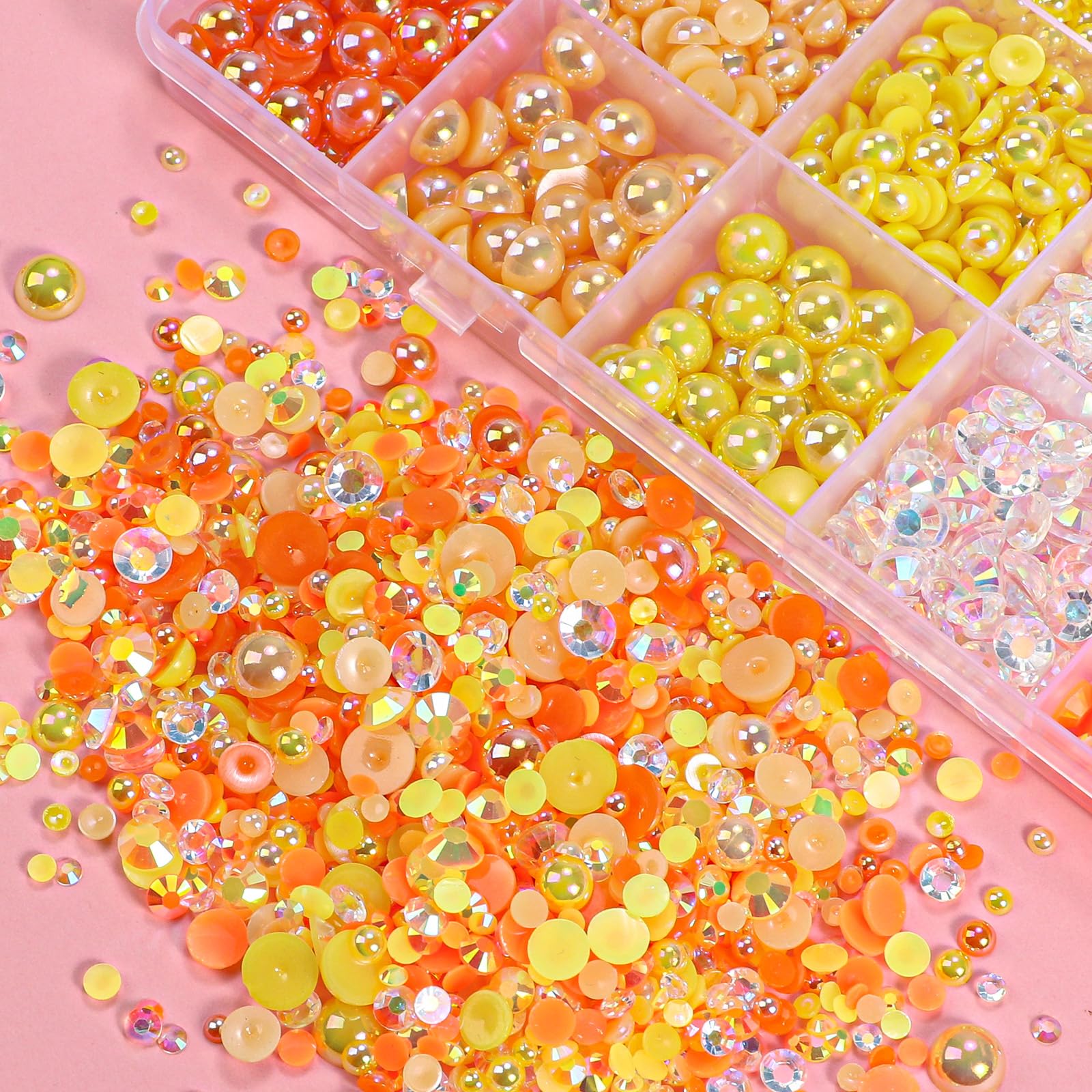 22000 Pcs Flatback Pearls and Rhinestones Bedazzling Kit, Mixed Size Half Pearls Gemsn  ( 8 different colors )