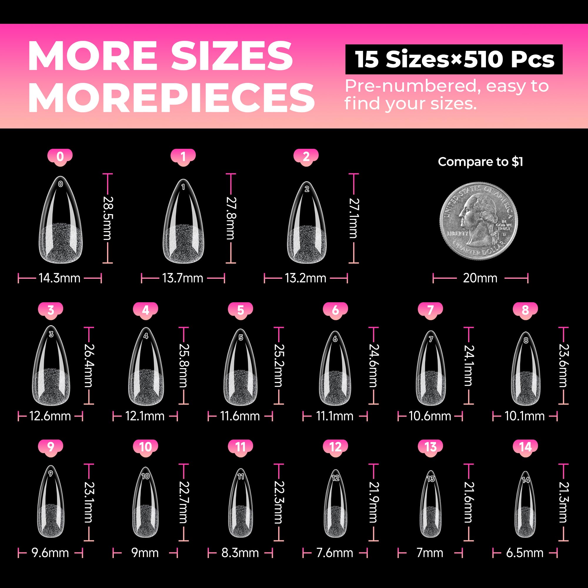 UNA GELLA Soft Gel Nail Tips, 6 Shapes + 2 Glue Options