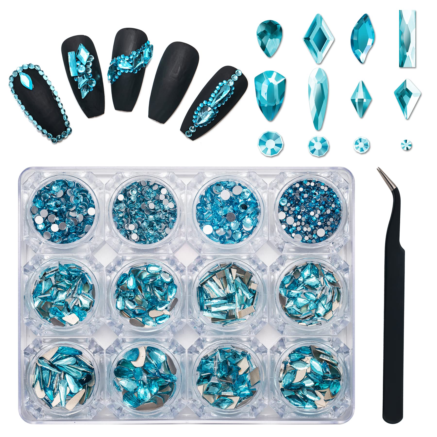 Nail Art Kit: 240 Special Shape & 2194 Flatback Rhinestones for Nails, ( 8 diff packs )