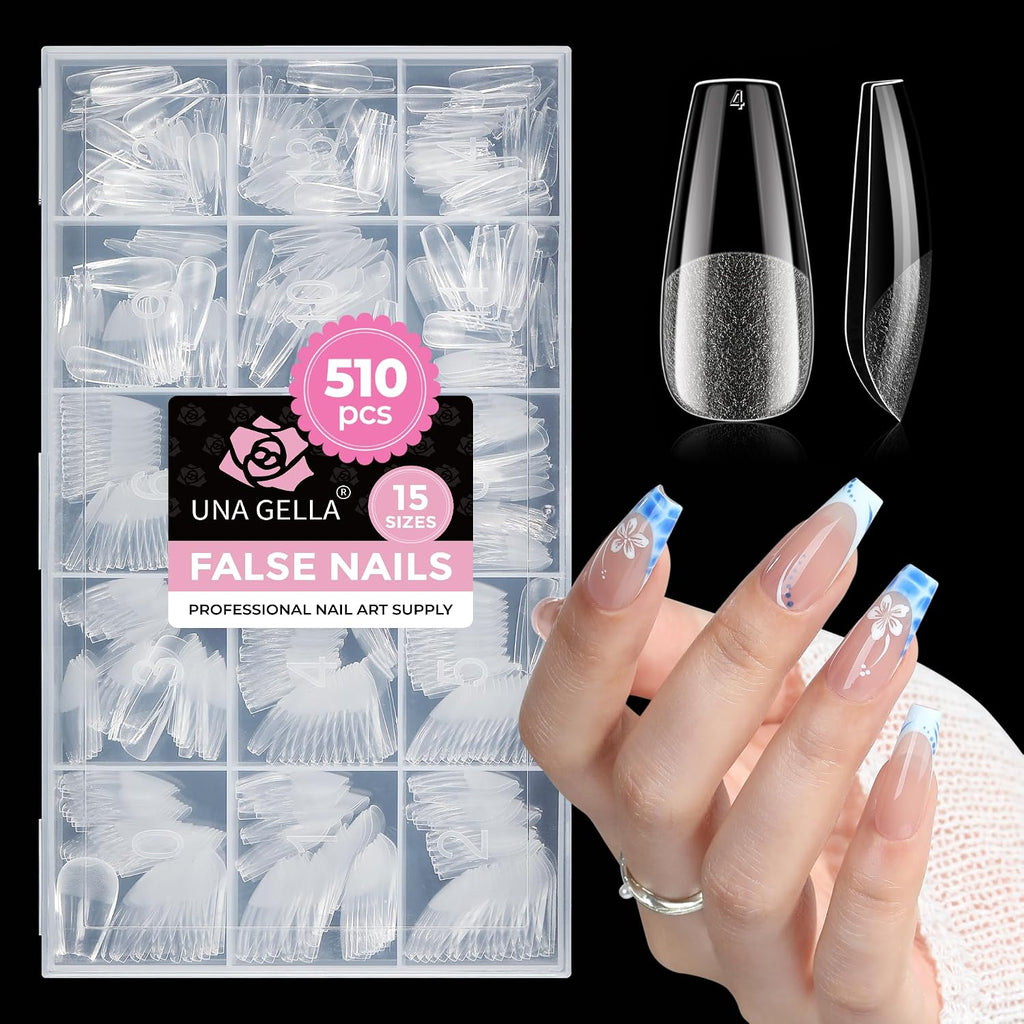 UNA GELLA Soft Gel Nail Tips, 6 Shapes + 2 Glue Options