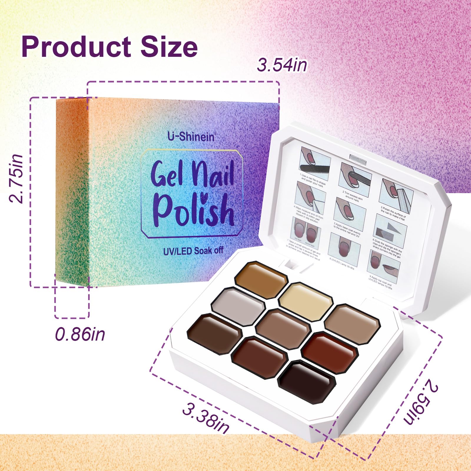 Gradient Painting Gel,(plenty of diff combinations!) 9 Colors Ombre Gel Nail Polish with 100Pcs Nail Sponges &Tweezers, Sponging Gel Nail Polish for Ombre Nails